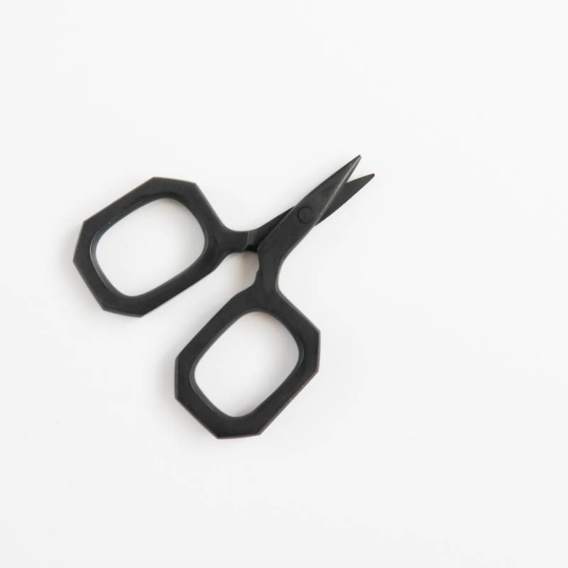 Small Black Embroidery Scissors With Round Circular Handles