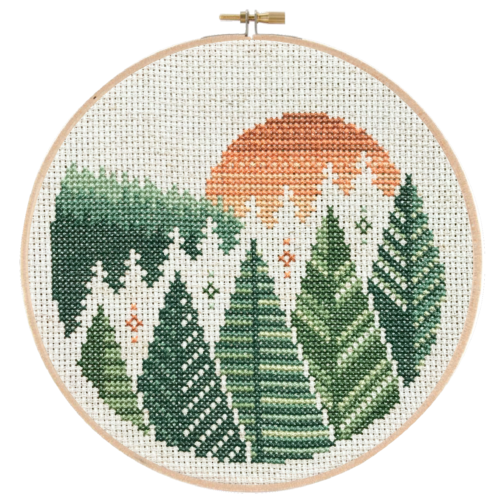 Stamped Cross Stitch Kits for Adults Beginner-Counted Cross Stitch Kit  Abstract Mountain Forest 11CT Pre-Printed Pattern Fabric Embroidery Crafts