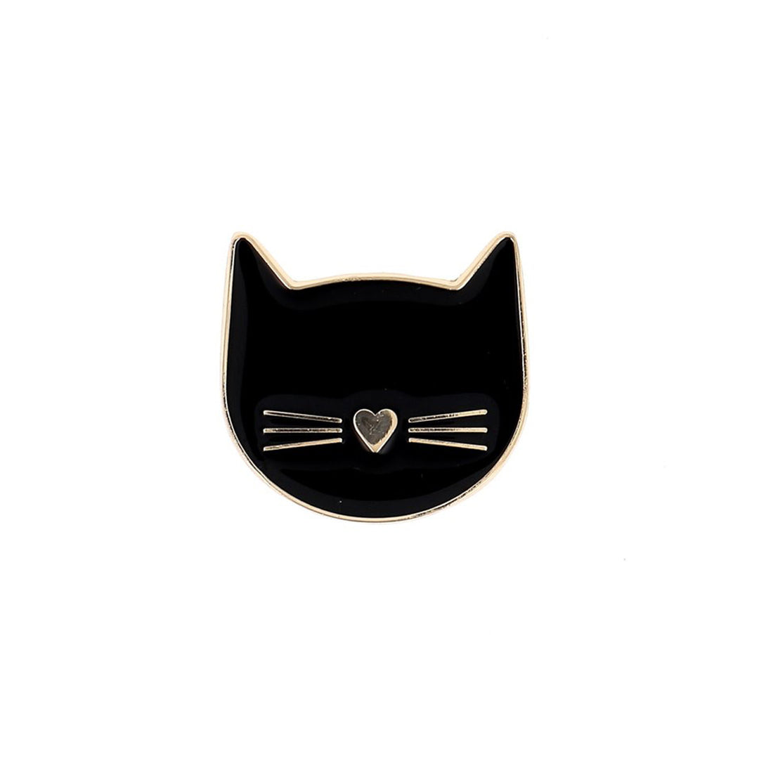 Black Cat Face Enamel Needle Minder