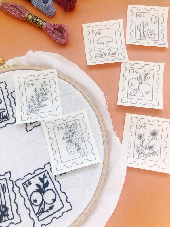 Botanical Stamps Stick & Stitch Embroidery Patterns