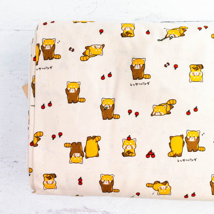 Japanese Cotton Fabric - Cute Red Pandas on Natural (C421052B)