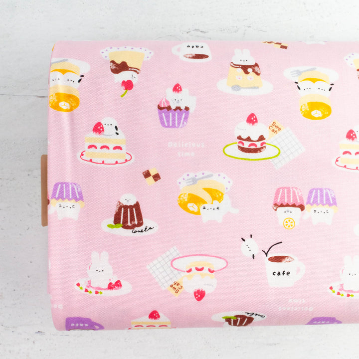 Japanese Cotton Oxford Fabric - Animal Dessert Cafe (C451041B)