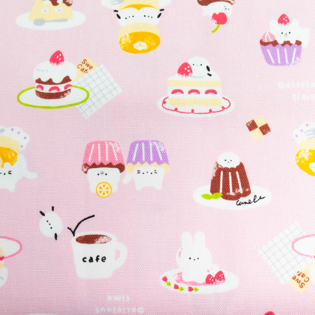 Japanese Cotton Oxford Fabric - Animal Dessert Cafe (C451041B)