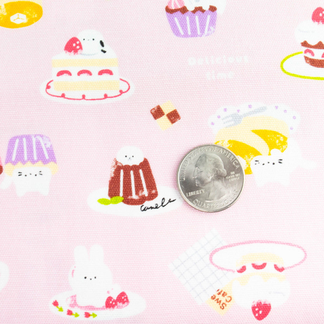 Japanese Cotton Oxford Fabric - Animal Dessert Cafe (C451041B)