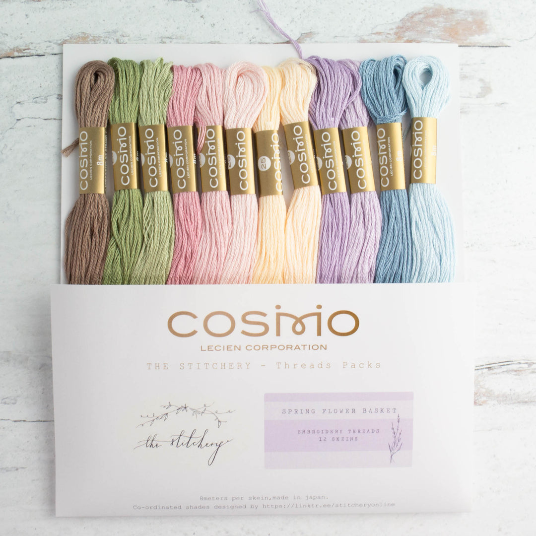 Cosmo Embroidery Floss Set - Spring Flower Basket