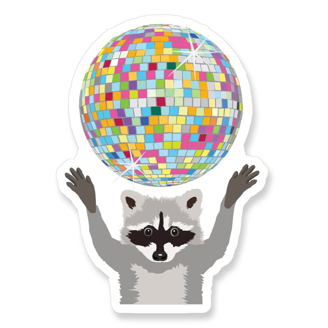 Raccoon with Disco Ball Vinyl Sticker