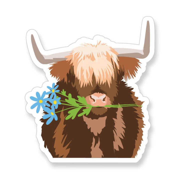 Yak with Daisies Vinyl Sticker