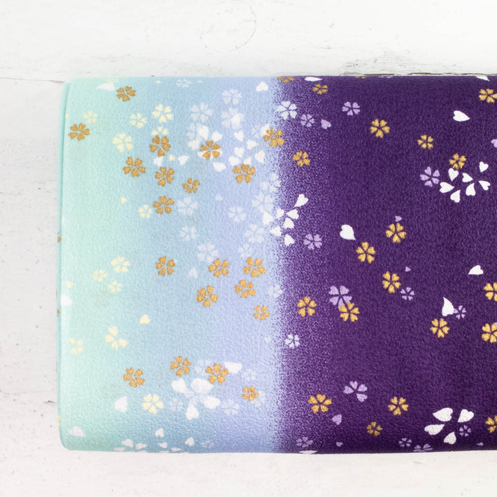 Japanese Cotton Crepe Fabric - Purple Blue Ombre Cherry Blossom Scatter (AS89D)