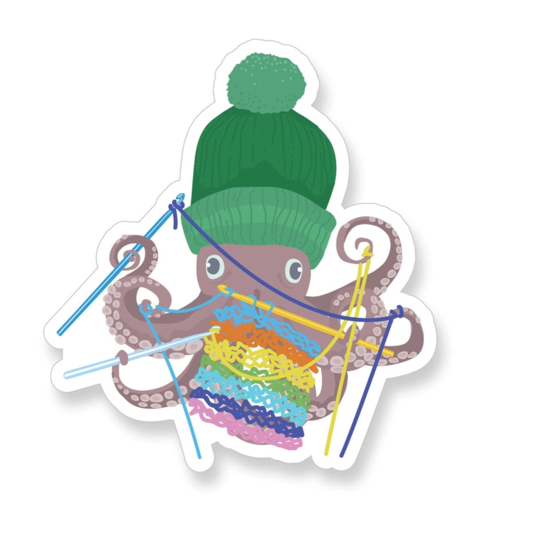 Rainbow Crochet Octopus Vinyl Sticker