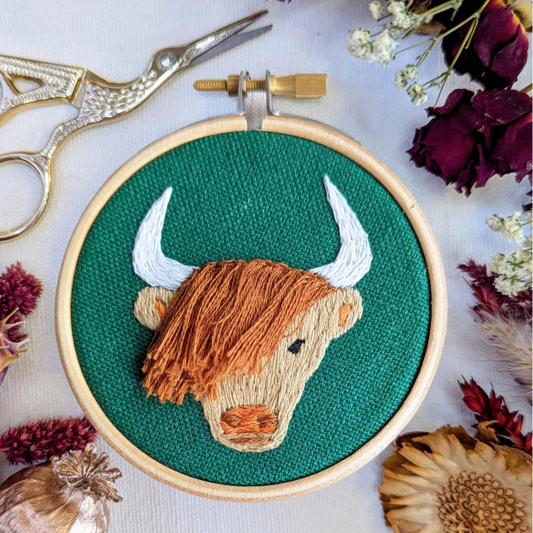 Mini Highland Coo Embroidery Kit