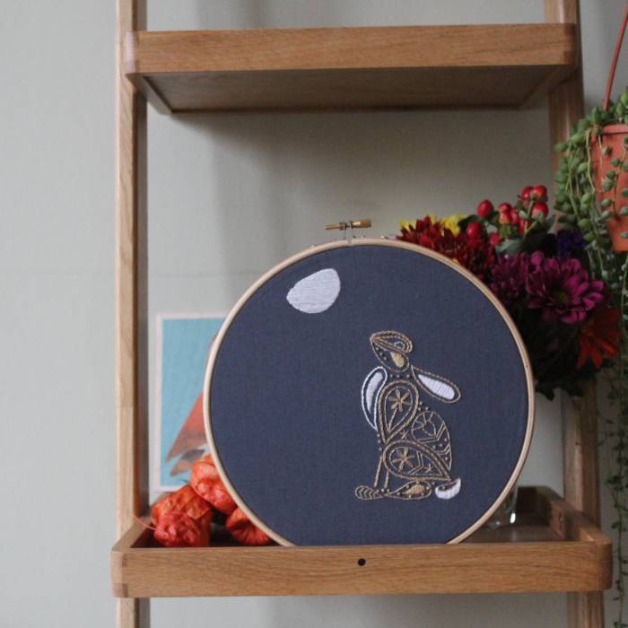 Moon Gazing Hare Embroidery Kit