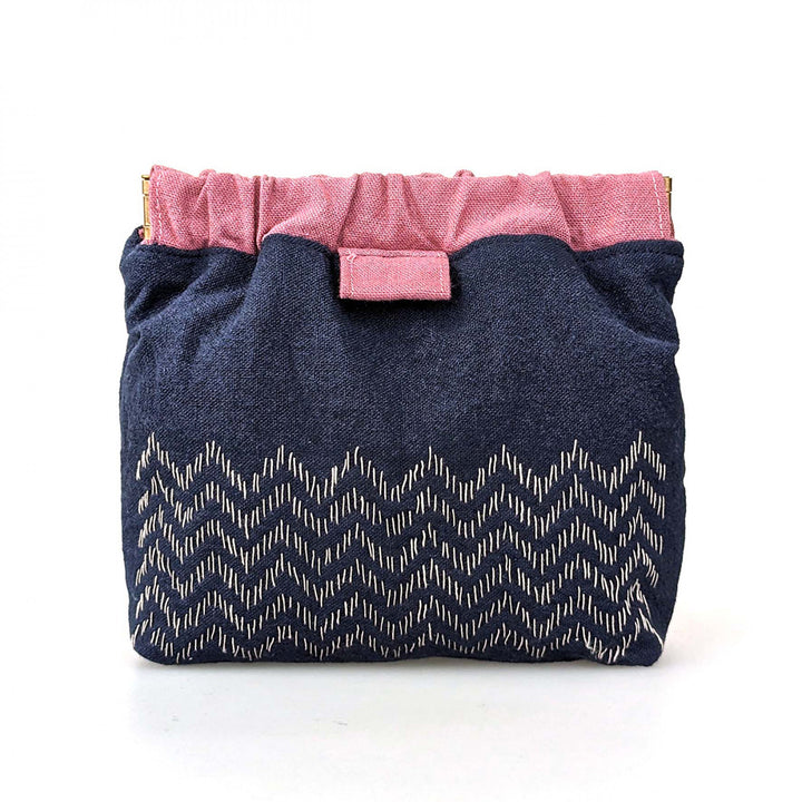 Zig Zag Sashiko Flex Frame Purse Kit (Navy)