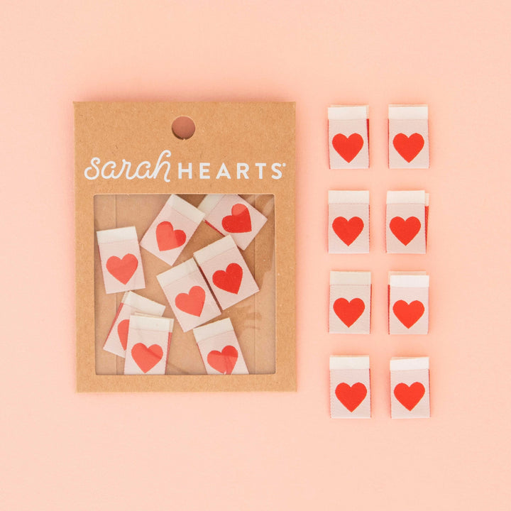 Red Hearts Woven Labels