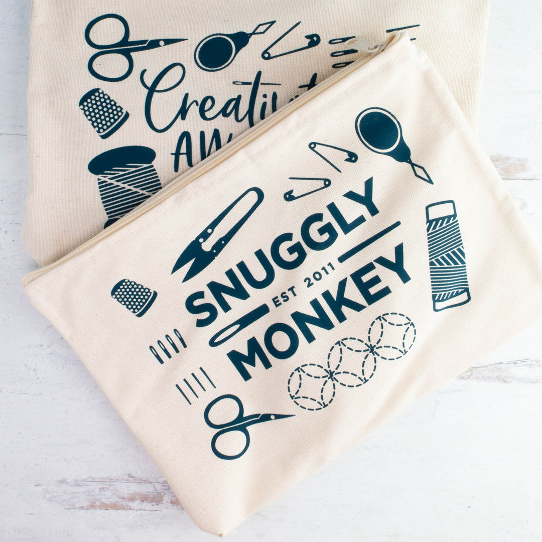 Snuggly Monkey Double Sided Project Bag