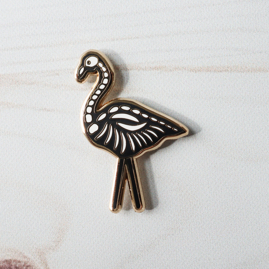 Skeleton Flamingo Enamel Needle Minder