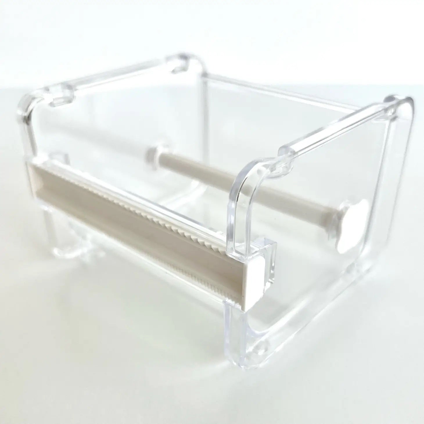 Hilitand Washi Tape Dispenser, Plastic Transparent Washi Tape Cutter Tape  Holder Roll Tape Holder Office Desktop Tool(White)