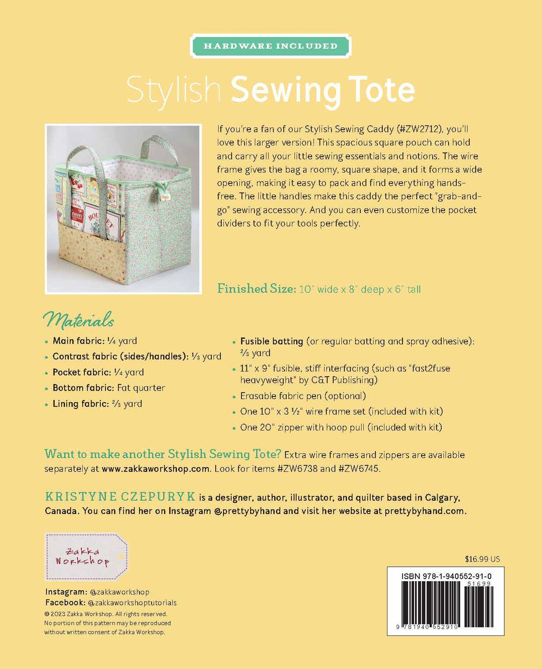 Stylish Sewing Tote Pattern & Hardware