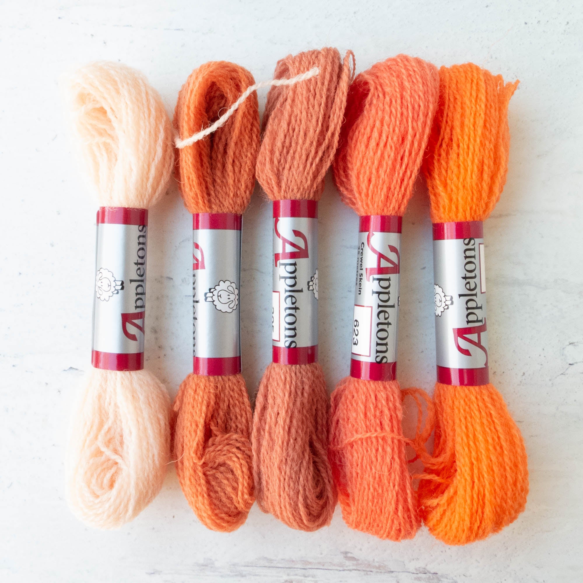 Appletons Crewel Wool Yarn Orange Red 441-448