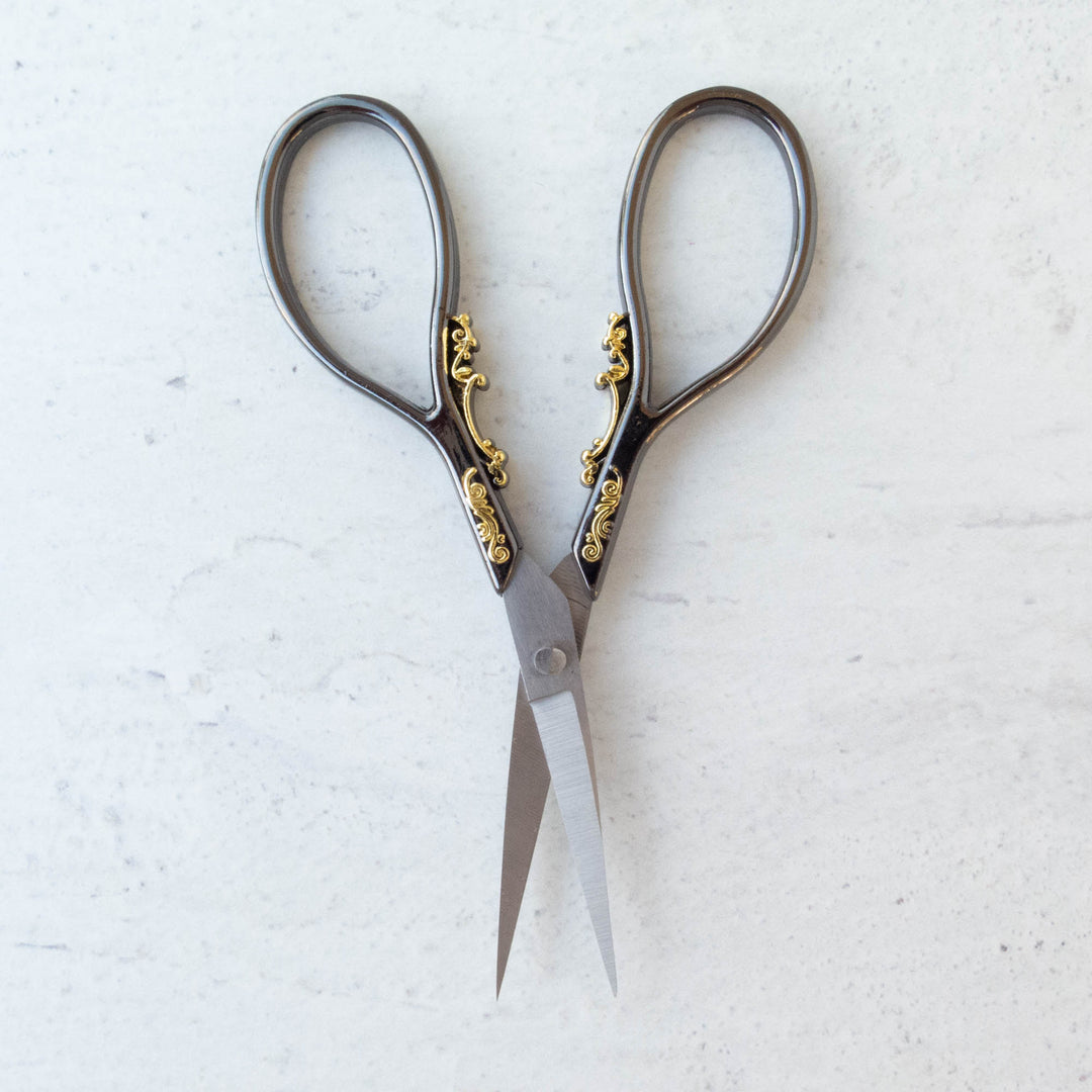 Never Not Knitting Floral Teardrop Scissors in Copper - For Yarn's Sake