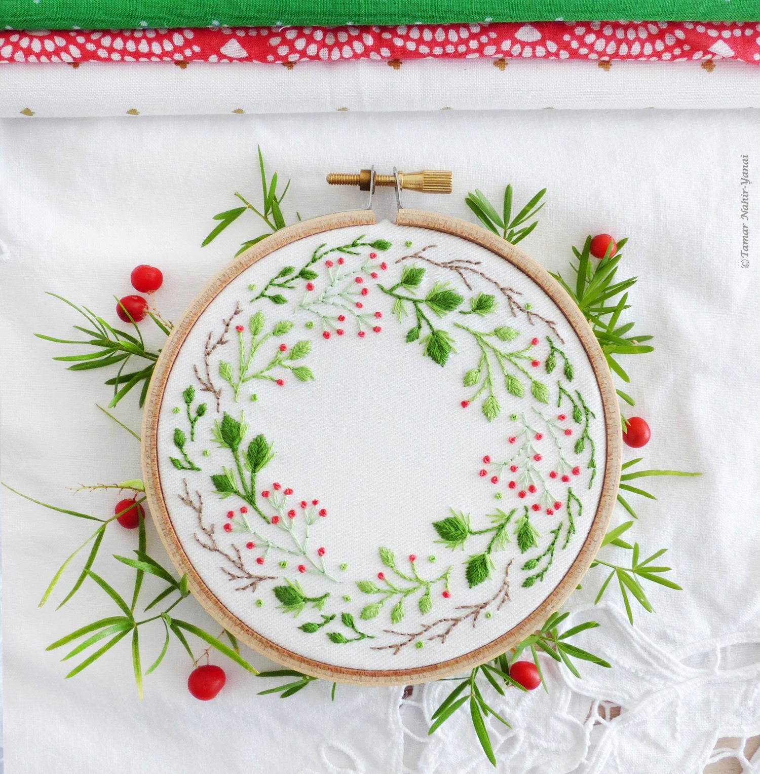 Christmas Embroidery Kit : 6 Mistletoe by Tamar Nahir  Embroidery kits,  Hand embroidery patterns, Embroidery patterns