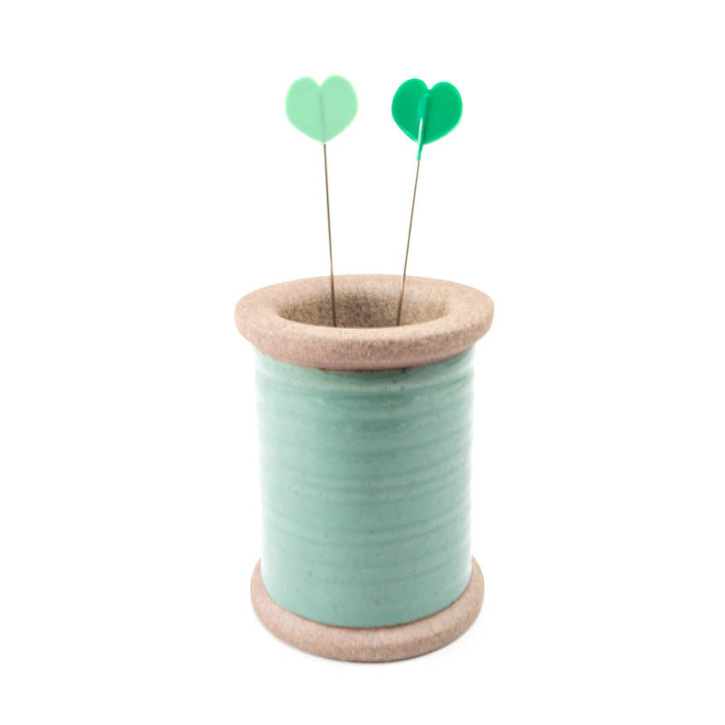 Green Heart Shaped Sewing Pins