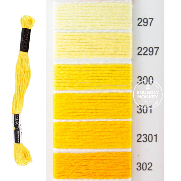 Cosmo Embroidery Floss - Yellow (No. 297-302) 297