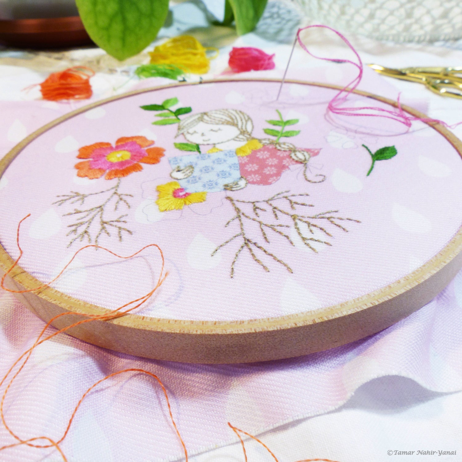 Blue Floral Lady Embroidery Kit – Snuggly Monkey