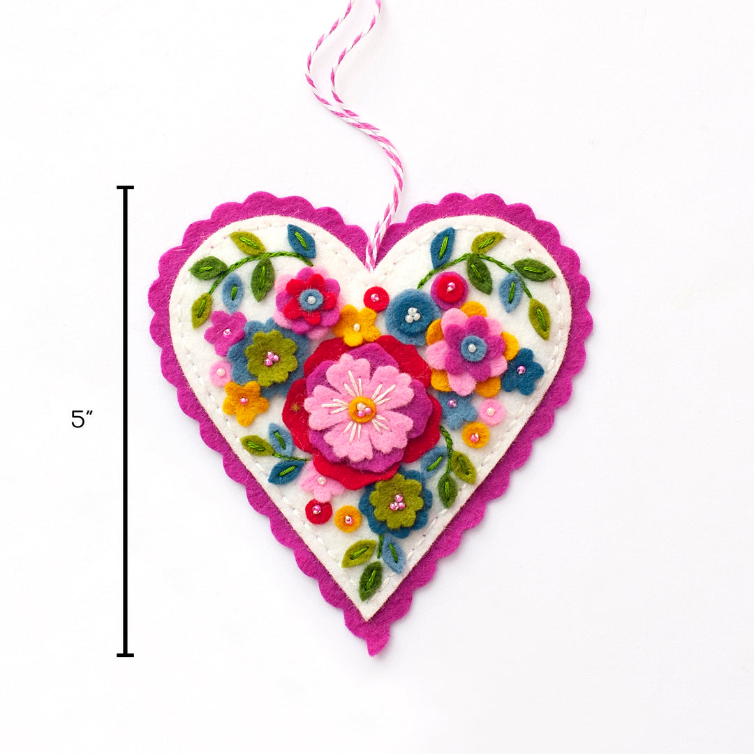 Felt Craft Kit - Hand Embroidered Heart - Stitched Modern