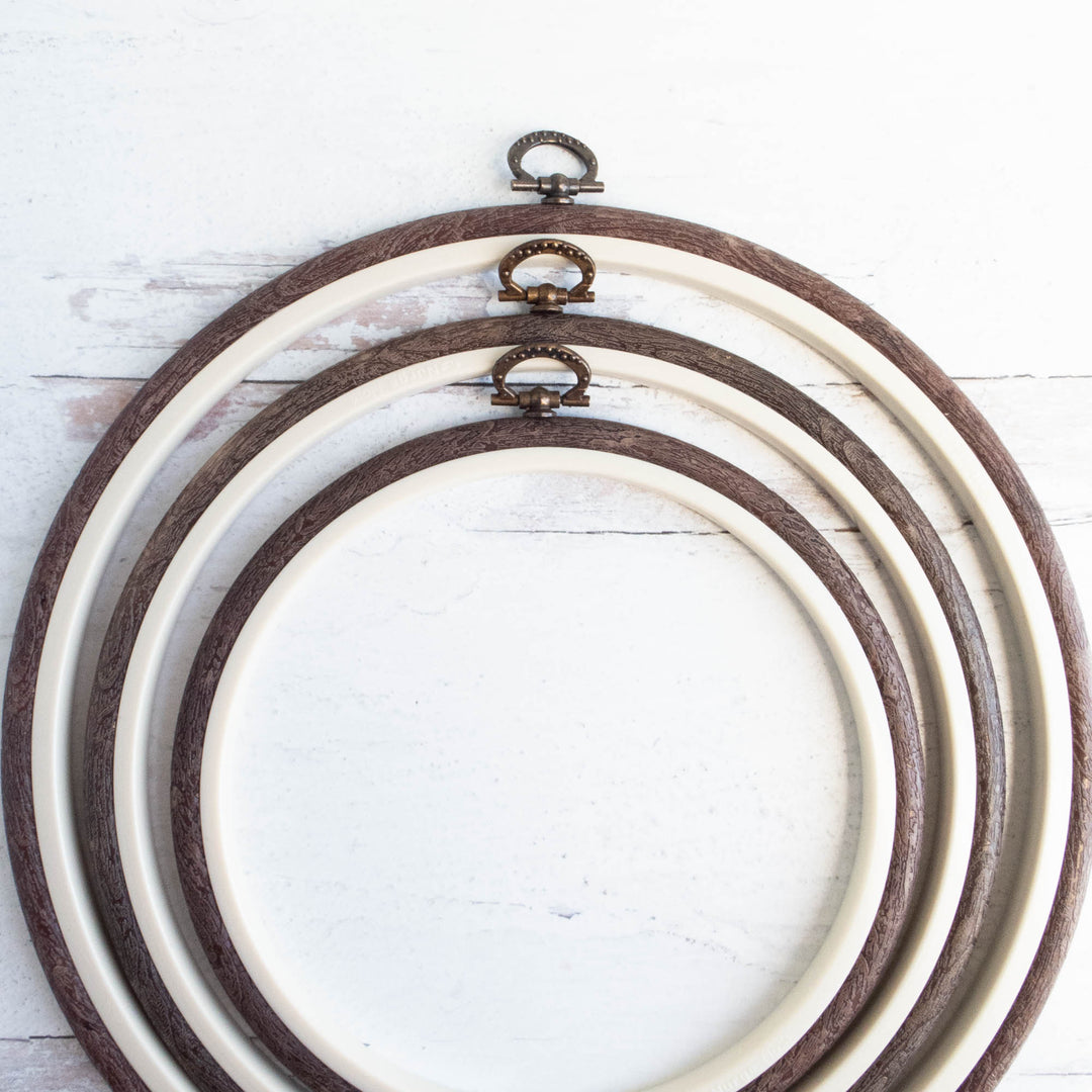 Wooden Grain Plastic Embroidery Hoops 8 inch