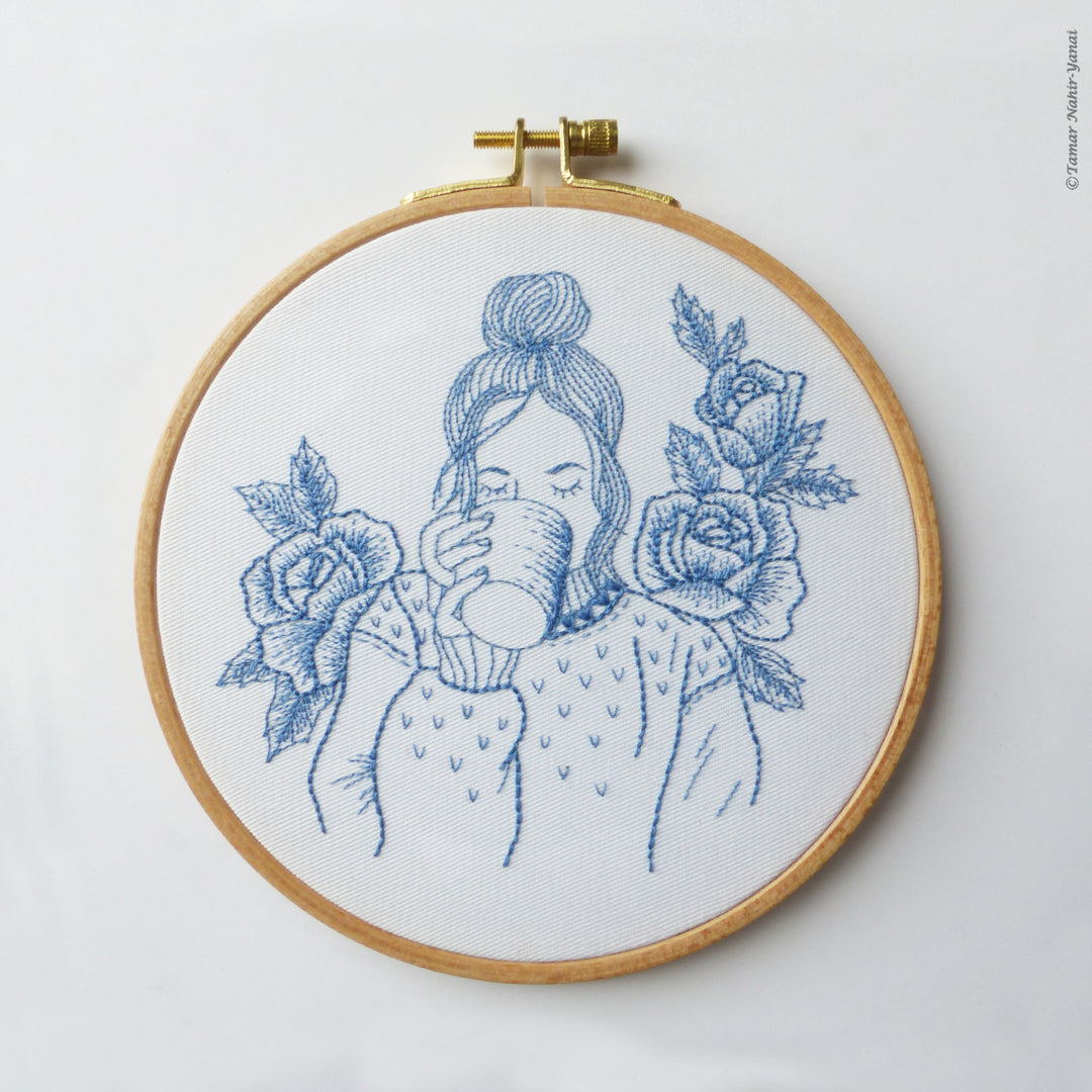 Floral tapestry embroidery hoop 