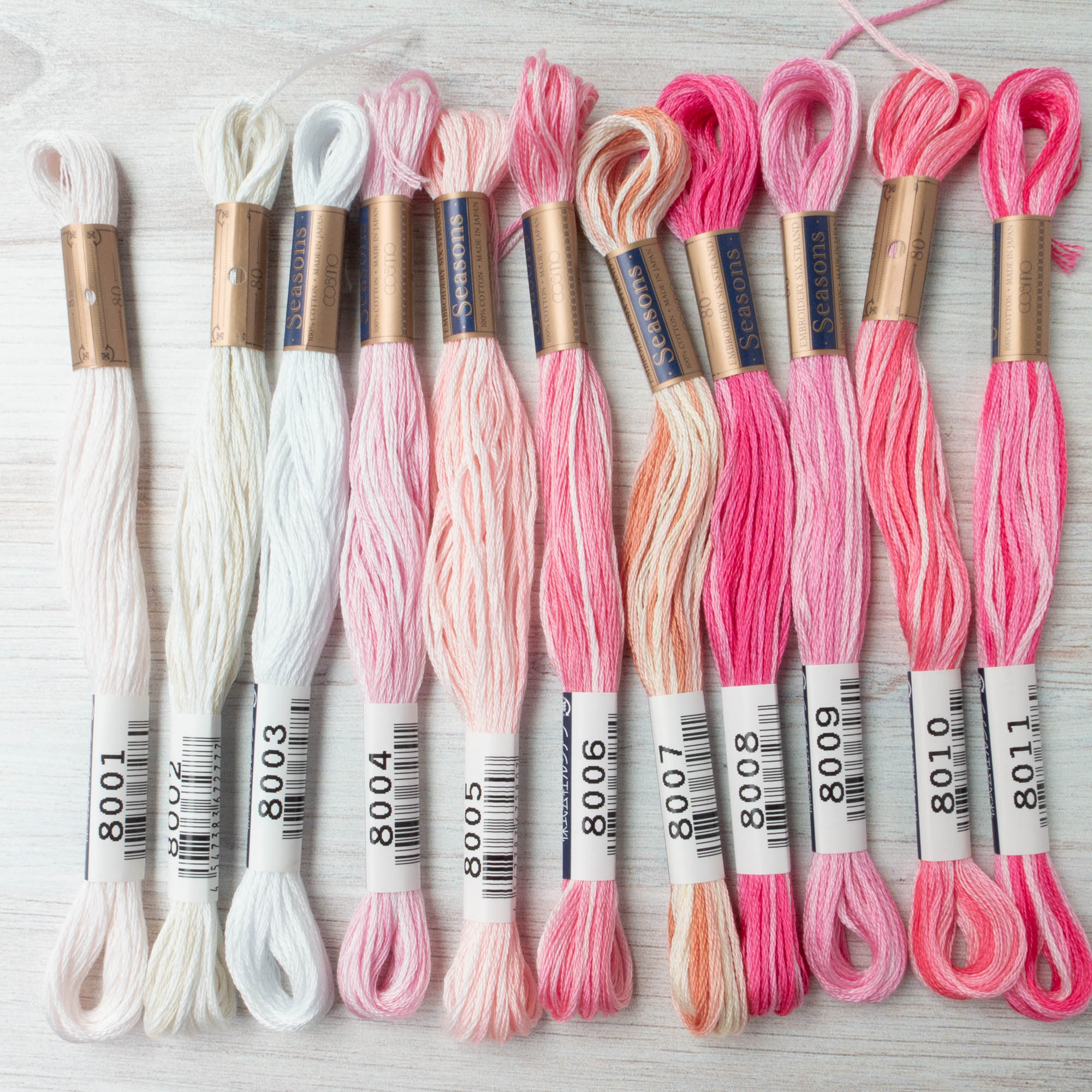 Cosmo Seasons Variegated Embroidery Floss Pinks/Cream - 4547383672821