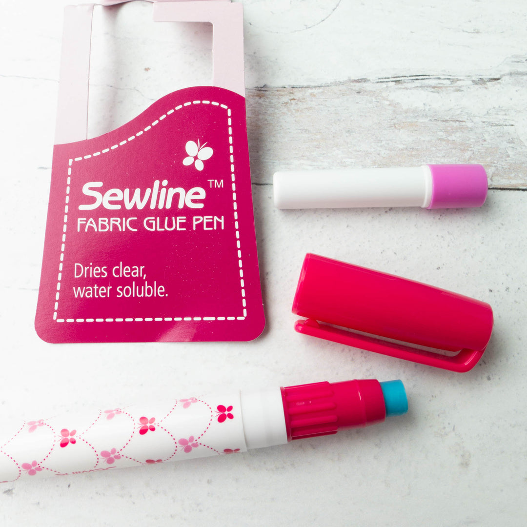 SEWLINE Fabric Glue Pen, fabric glue pen, water-soluble, with spare  cartridge