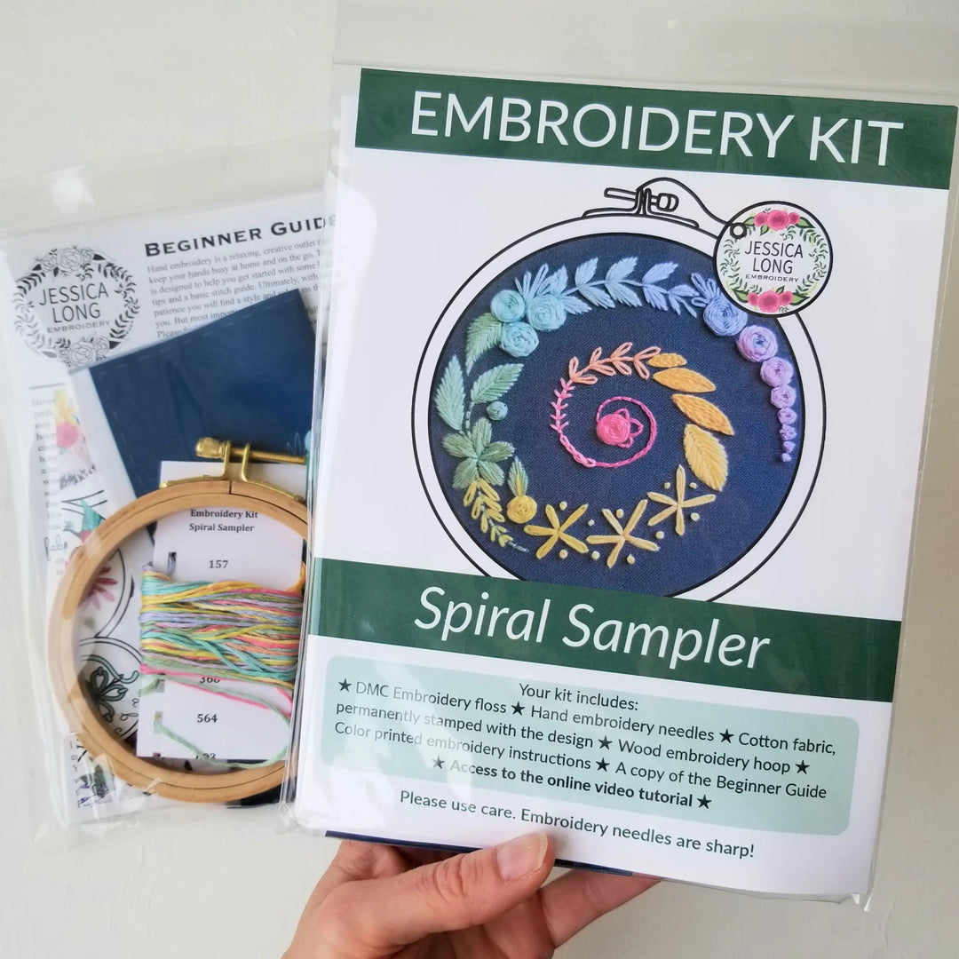 Stamped Embroidery for Beginners with Pattern, stitch, Embroidery Starter  Including Embroidery Hoops, Color Threads and Drawings Style 3
