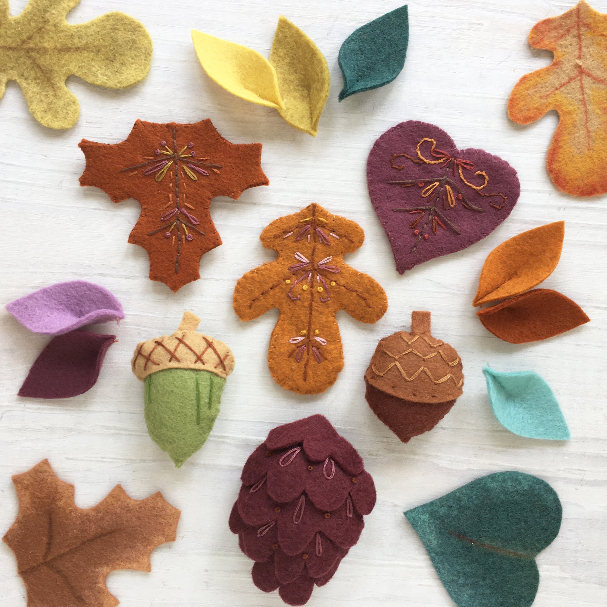 Autumn Leaves Wool Felt Embroidery PDF Pattern